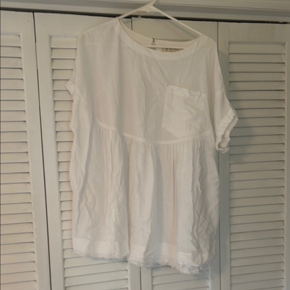 We The Free White Boxy Short Sleeve Blouse